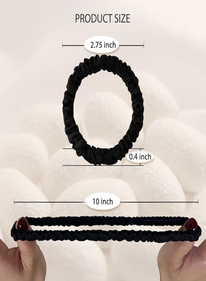 SEMRUE 22 Momme 100% Pure Mulberry Silk Scrunchies (4 PCS) - Small Hair Elastics and Ties for Women, Sleep Hair Care, No Damage, Black - Image 5